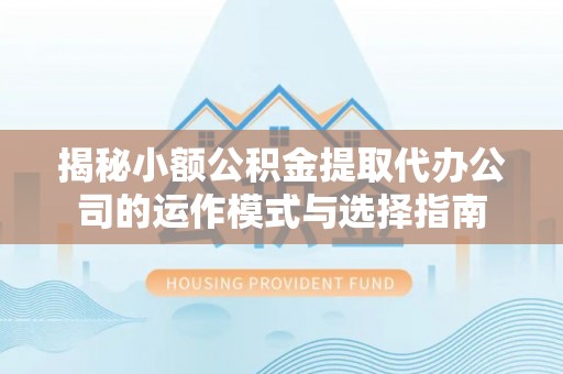 辽源揭秘小额公积金提取代办公司的运作模式与选择指南